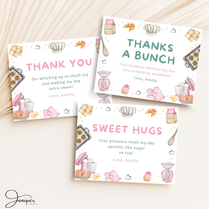 Editable Baking Birthday Thank You Cards, Sweet Kitchen Thanks Cards ...