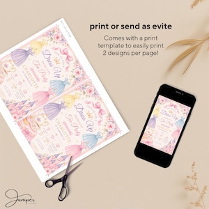 Princess Dress Birthday Invitation, Fairy Tale Princess Tea Party Invite, Royal Dresses Birthday Invite, Dress Up Princess Party Invite