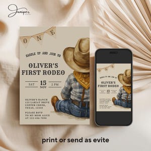 My First Rodeo Birthday Baby Boy Invite, First Birthday Invitation Boy, My First Rodeo Birthday Invite, Cowboy First Rodeo Birthday Invite