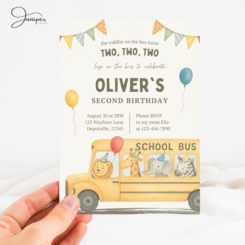 Editable School Bus Birthday Bundle, Safari Animal Bus Birthday Party Templates & Decor, Custom Birthday Signs, Toddler Birthday Decor