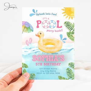 Splash Into Fun Pool Party Invitation, Summer Birthday Invite, Duck Pool Birthday Invitation, In My Pool Party Invite, Rubber Duck Invite
