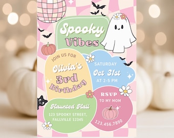 Spooky One Invitation, Spooky One Halloween Birthday Invite, First Boo-Day Invite, First Birthday Invitation Girl, Pastel Halloween Invite