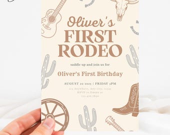 My First Rodeo Birthday Baby Boy Invite, First Birthday Invitation Boy, My First Rodeo Birthday Invitate, Cowboy First Rodeo Birthday Invite
