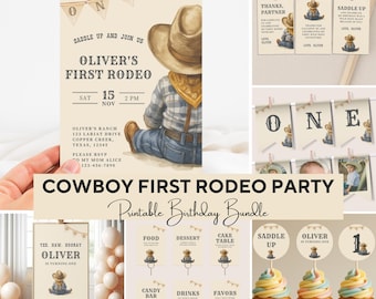 Editable My First Rodeo Birthday Bundle, Cowboy Party Templates, Western Party Decoration, Custom Birthday Signs, Custom Birthday Decor