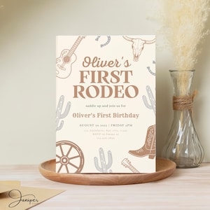 My First Rodeo Birthday Baby Boy Invite, First Birthday Invitation Boy, My First Rodeo Birthday Invitate, Cowboy First Rodeo Birthday Invite image 7