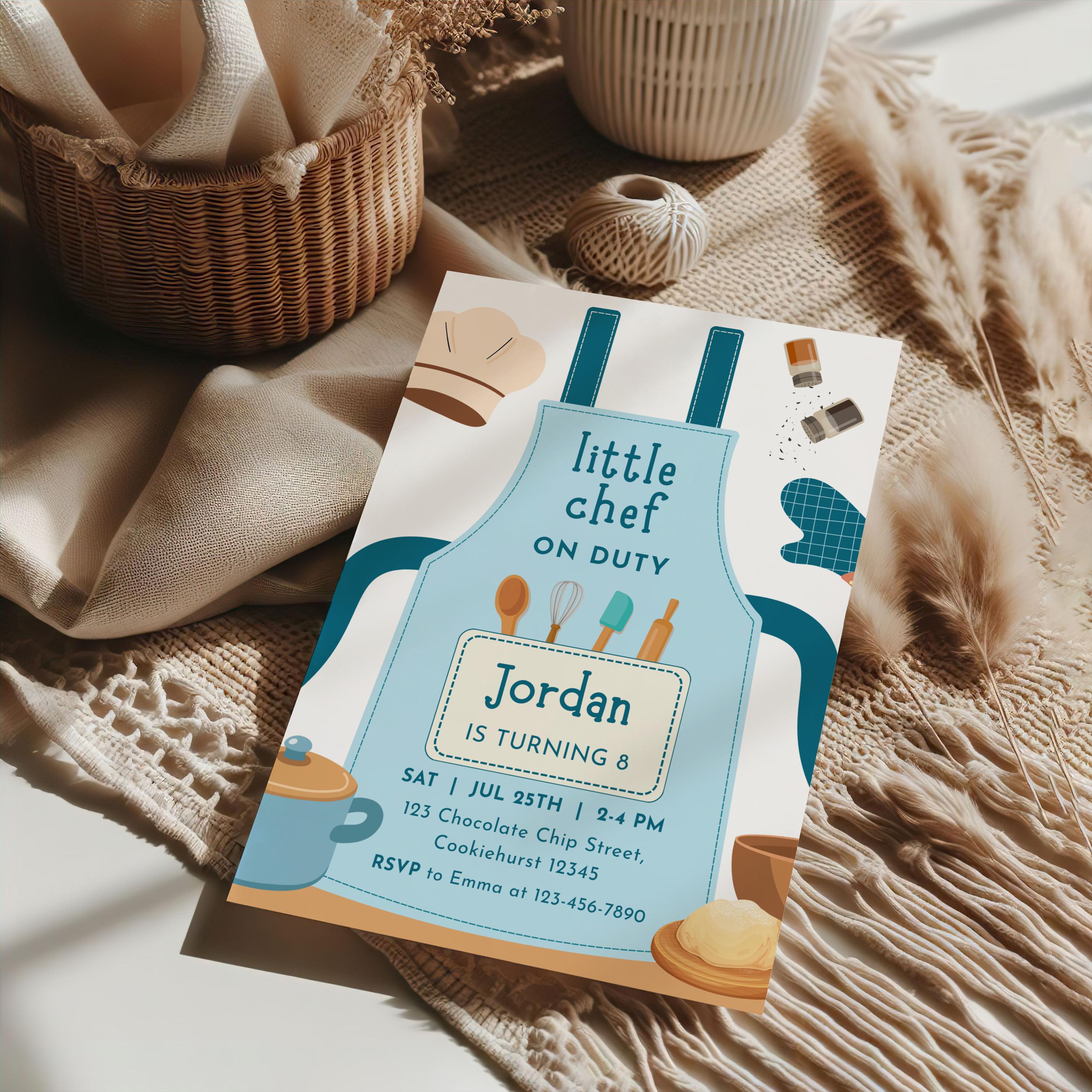 Editable Cooking Birthday Invitation, Little Chef Cooking Birthday ...