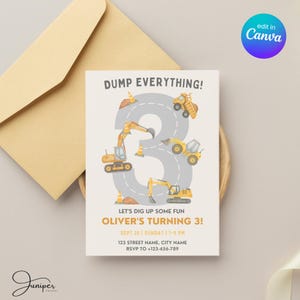 3rd Birthday Construction Invite