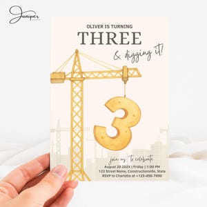 Construction Vehicle Birthday Invitation, 3rd Birthday Under Construction Invitation, Dump Everything Invite, Dump Truck Invite