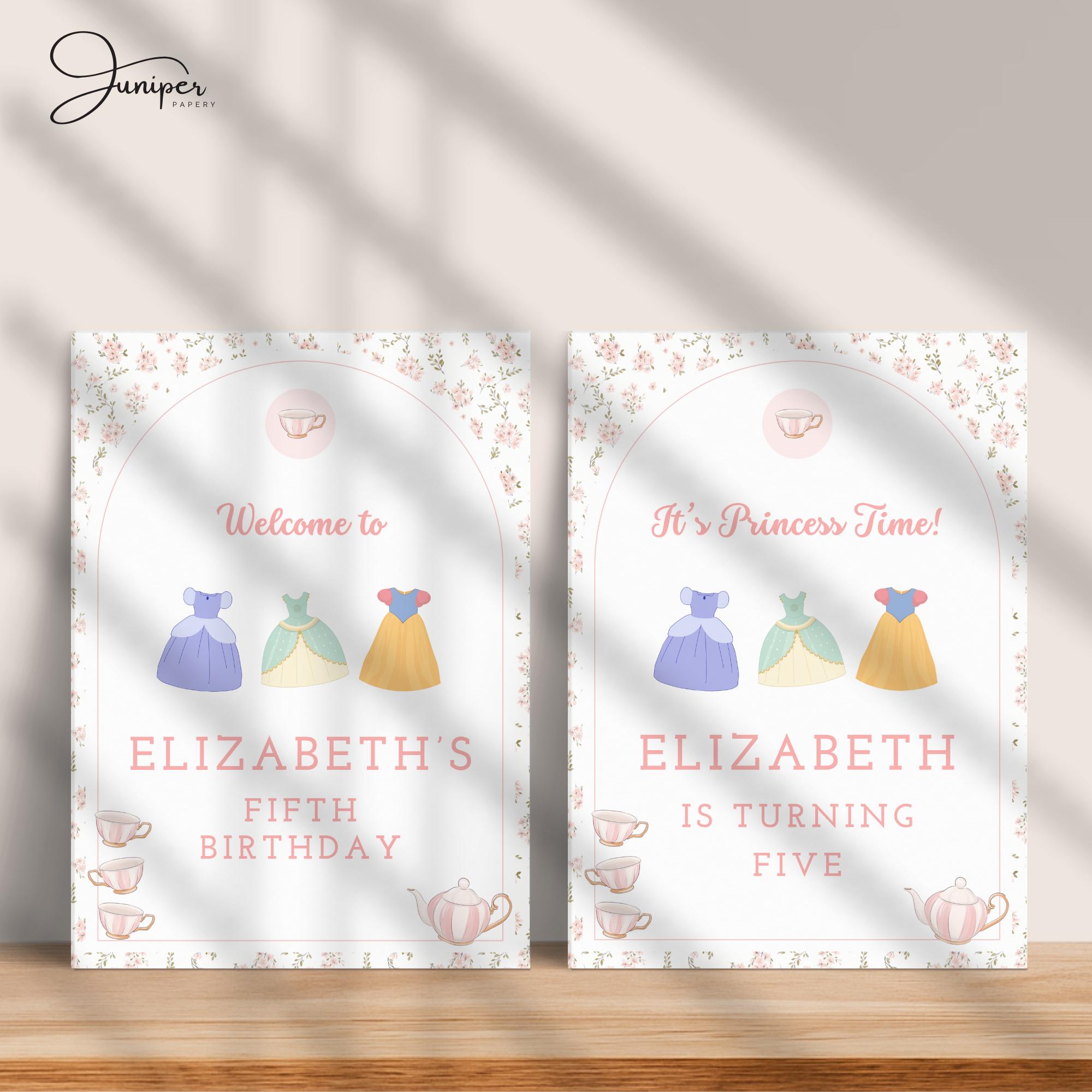 Princess Custom Signs Editable Princess Tea Party Birthday Table Signs, Royal Tea Party Decor ...