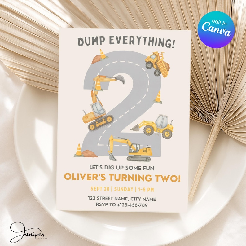2nd Birthday Construction Invite