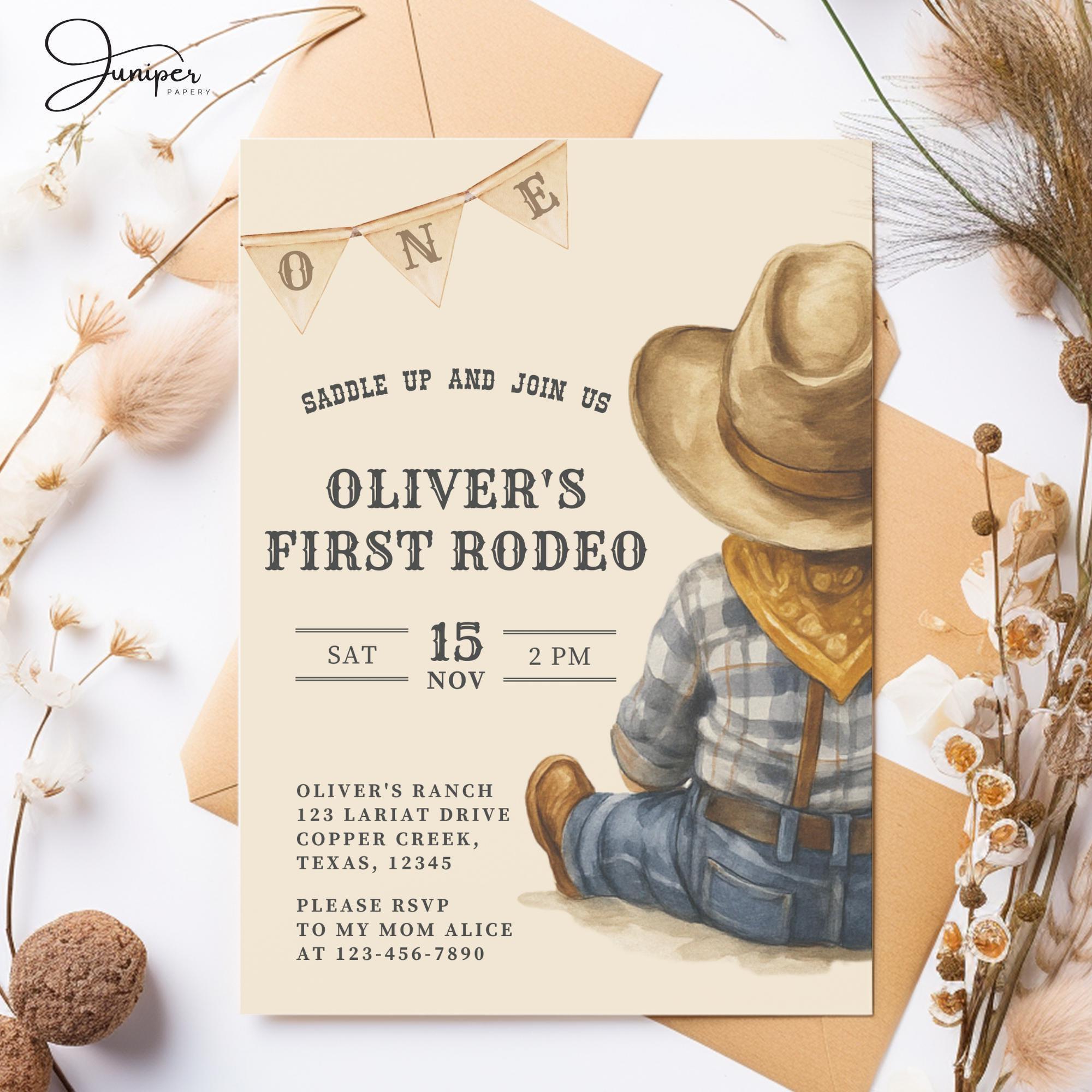 My First Rodeo Birthday Baby Boy Invite, First Birthday Invitation Boy ...