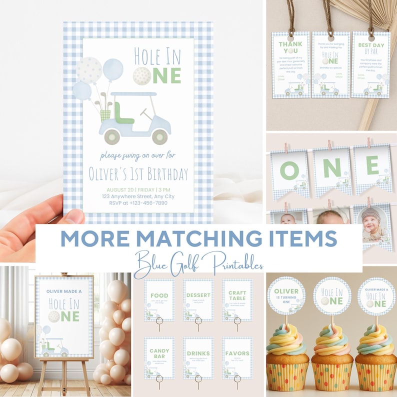 Get More Blue Golf Party Printables In My Shop: https://juniperpapery.etsy.com/listing/4381888294/editable-blue-golf-birthday-bundle