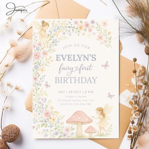 Pastel Fairy First Birthday Invitation, Our Little Fairy Invitation, Magical Fairy Invite, Fairy Garden Invitation, Fairy Butterflies Invite