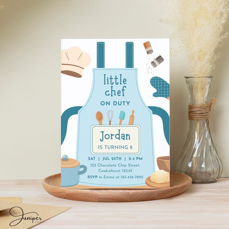 Editable Cooking Birthday Invitation, Little Chef Cooking Birthday ...