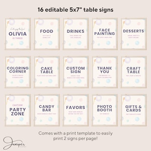 Editable Bubbles Table Signs Template, Bubble Custom Sign, Summer Party Welcome Sign, Bubbles Birthday Sign, Custom Table Signs