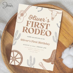 My First Rodeo Birthday Baby Boy Invite, First Birthday Invitation Boy, My First Rodeo Birthday Invitate, Cowboy First Rodeo Birthday Invite image 5