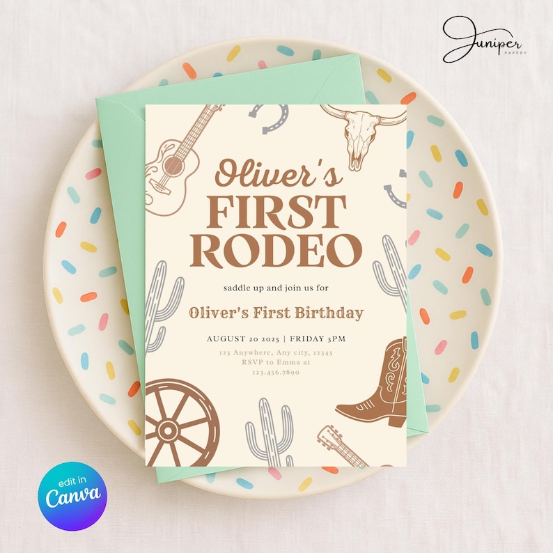 My First Rodeo Birthday Baby Boy Invite, First Birthday Invitation Boy, My First Rodeo Birthday Invitate, Cowboy First Rodeo Birthday Invite image 9