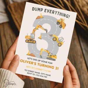 3rd Birthday Construction Invite