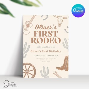 My First Rodeo Birthday Baby Boy Invite, First Birthday Invitation Boy, My First Rodeo Birthday Invitate, Cowboy First Rodeo Birthday Invite image 4