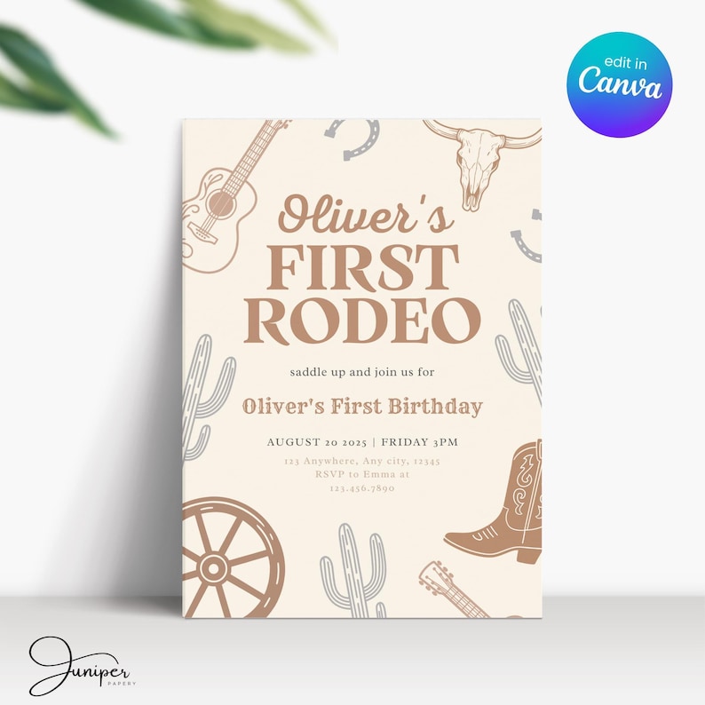 My First Rodeo Birthday Baby Boy Invite, First Birthday Invitation Boy, My First Rodeo Birthday Invitate, Cowboy First Rodeo Birthday Invite image 4
