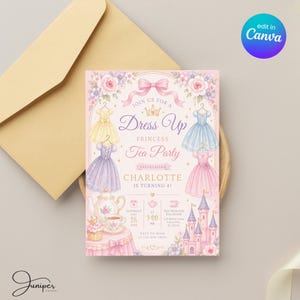 Princess Dress Birthday Invitation, Fairy Tale Princess Tea Party Invite, Royal Dresses Birthday Invite, Dress Up Princess Party Invite