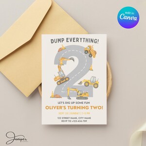 2nd Birthday Construction Invite