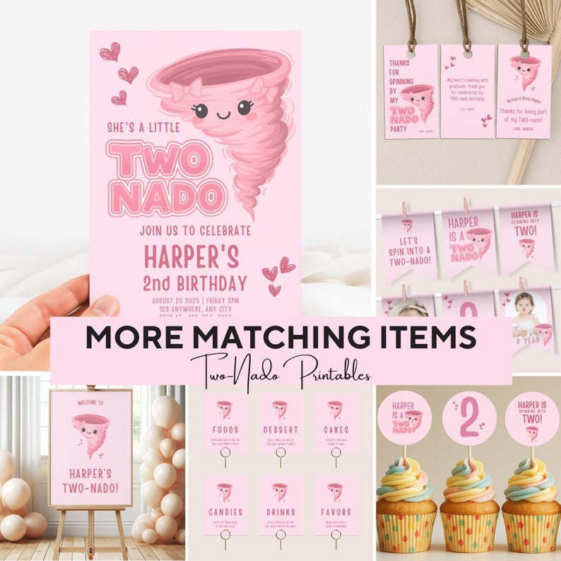Find Matching Tornado Party Items In My Shop: https://juniperpapery.etsy.com/listing/4377888033/editable-twonado-birthday-bundle