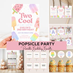 Editable Popsicle Birthday Bundle, Pastel Ice Cream Birthday Party Templates & Decor, Custom Summer Party Birthday Signs, Birthday Decor