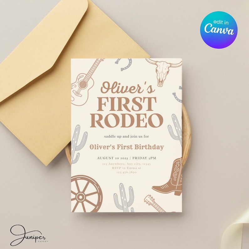 My First Rodeo Birthday Baby Boy Invite, First Birthday Invitation Boy, My First Rodeo Birthday Invitate, Cowboy First Rodeo Birthday Invite image 8
