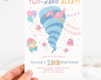 Twonado Birthday Invitation Girl & Boy, Twonado Invitation, Two Year Old Girl Birthday Invitate, Birthday Boy Invite 2 Years, Tornado Invite