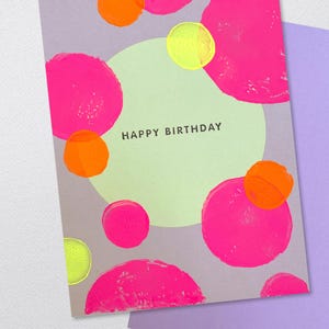 NEON LOVE Geburtstagskarte handgedruckt | coole Karte *Happy Birthday* | Glückwunschkarte A6 | Geschenk für Sie | Ihn | Freund:innen