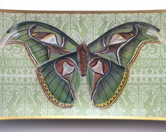 Victoria Fischetti Handmade Decoupage - 8x14 Green Butterfly Tray