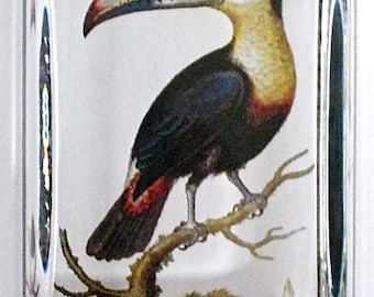 Toucan Large Rectangle Glass Decoupage Paperweight - Victoria Fischetti Designs - Signed on the back