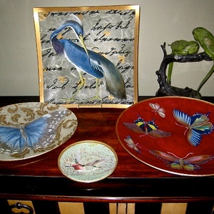 Victoria Fischetti Handmade Decoupage 11 Green Parrot Tray image 4