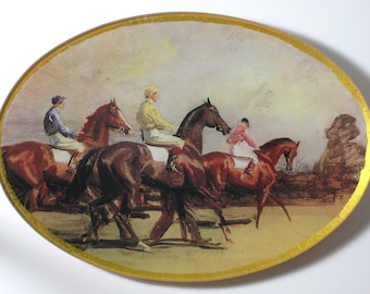 Victoria Fischetti Handmade Decoupage Degas Jockeys Glass Tray