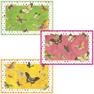 Butterflies Decoupage Laminated Placemats - Set of 6 - Victoria Fischetti Designs - Printed and signed on the back.
