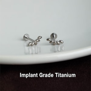 Titanium Climber Threadless Push Pin Labret, Cartilage stud, Tragus stud, Helix stud, Conch stud, Flat Back Stud 20G/18G/16G