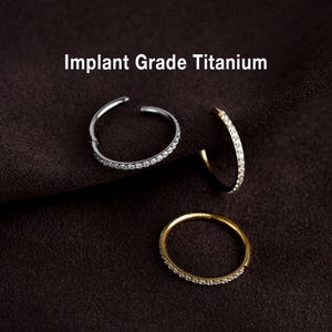 16G/18G/20g CZ Titanium Hinge Hoop, Hinged Segment Nose Ring, Tragus Clicker Ring, Hoop Earring, Cartilage hoops, Helix Gold hoop, Nose Hoop