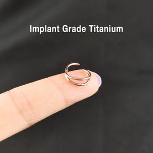16G/18G/20g Rose Gold Titanium Double Nose Ring, Hinged Segment Nose Ring, Clicker Hoops, Nostril hoop, Septum hoop, Nose Hoop, Septum Ring