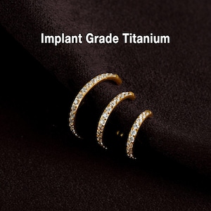 16G/18G/20g CZ Titanium Hinge Hoop, Hinged Segment Nose Ring, Tragus Clicker Ring, Hoop Earring, Cartilage hoops, Helix Gold hoop, Nose Hoop
