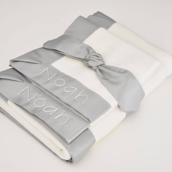 Organic Baby Blanket -- Gray -- Free Personalization