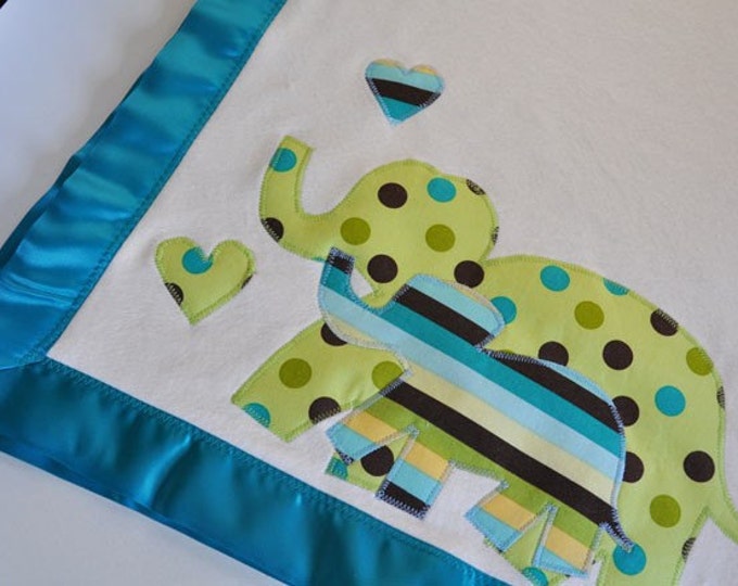 Organic Mama and Baby Elephant Blanket Personalized With Your Baby's