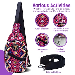 Women’s Handmade Crossbody Sling Bag | Lightweight Printed Canvas Travel Bag | Boho Everyday Purse | Casual Shoulder Bag