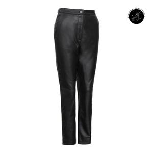 Pantaloni in pelle di agnello nera da donna / Pantaloni in vera pelle / Pantaloni casual alla moda fatti a mano, morbidi e aderenti