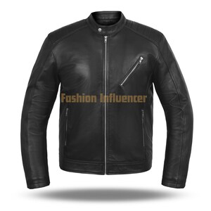 Men’s Black Sheepskin Biker Jacket | Genuine Leather Moto Jacket | Quilted Lining, Zip Closure