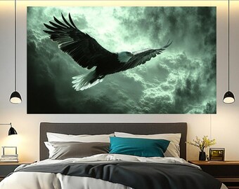 Bald Eagle Canvas Print, Flying Bird Wall Art, Loft Decor