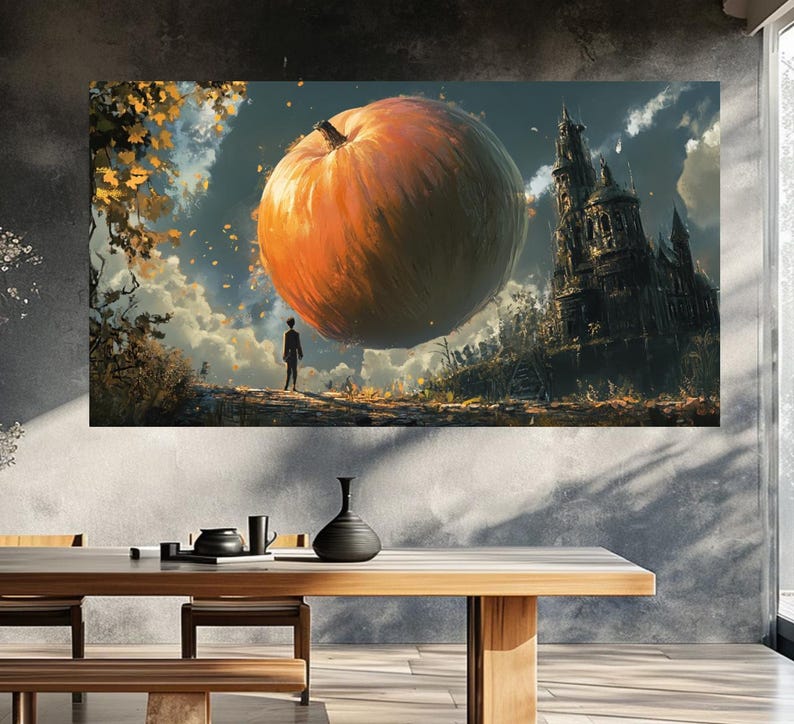 Canvastavla med jättelika pumpaslott från Fantasy bild 3