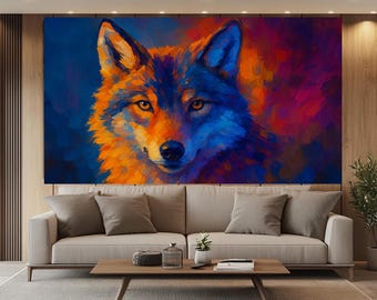 Oil Painting Style Fox Canvas Print, Animal Wall Decor