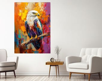 Abstract Eagle Art Print, Modern Home Decor, Vivid Colors