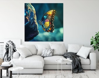 Butterfly Canvas Art, Textured Oil Painting, Nature Wall Decor